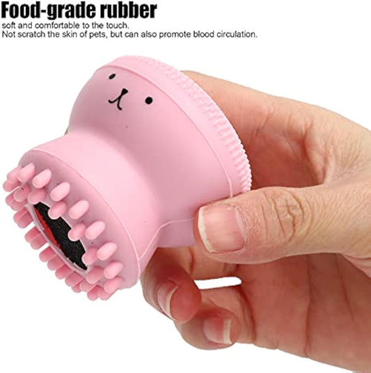 KFX-1095357 Foaming Pet Bath Brush with Shampoo Dispenser - Soft Rubber Shower Scrubber for Dogs and Cats, Portable and Easy to Clean