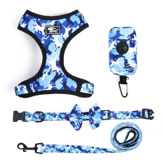 KFX-1097149 Camouflage Dog Chest Harness Set with Rope - Available in Multiple Colors and Sizes