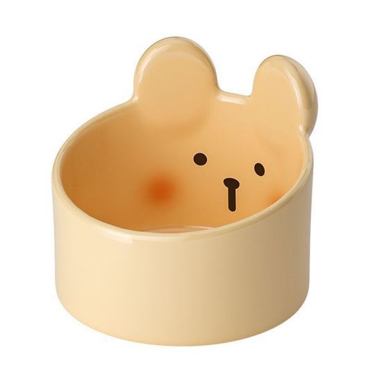 KFX-1098045 Cute Ceramic Pet Bowl for Cats and Dogs – Slant Design for Food and Water, Available in Two Sizes