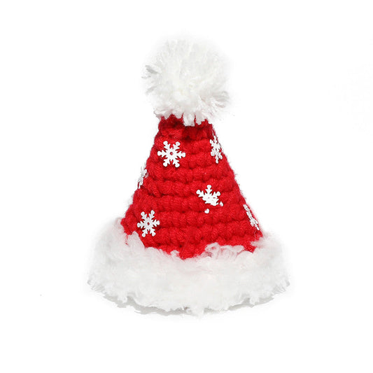 KFX-1108413 Festive Hand Woven Pet Christmas Hat and Scarf Set in Red and Green