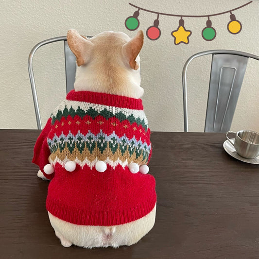 KFX-1113533 Cozy Red Wool Sweater for Dogs and Cats