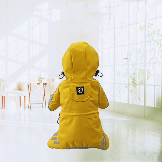 KFX-1116733 Waterproof Dog Raincoat Cape for Four Legs - Breathable Polyester in Pink, Blue, and Yellow