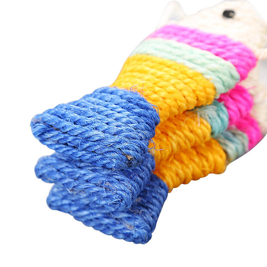 KFX-1124541 Sisal Winding Fish Toy for Cats - 13cm Throwing Accessory