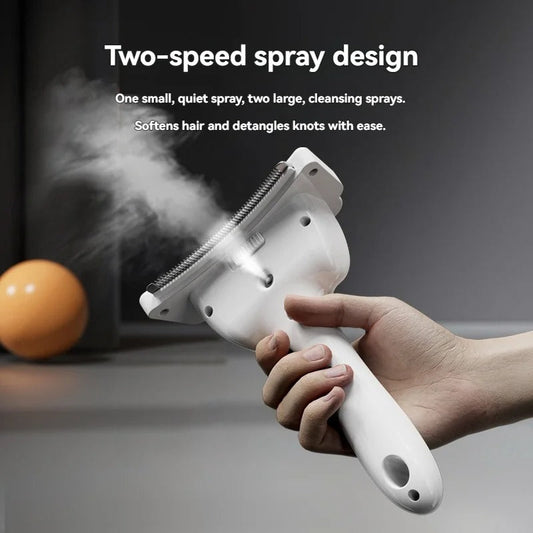 KFX-1126461 Portable Pet Spray Thinning Comb for Dogs and Cats - Type-C Rechargeable, White