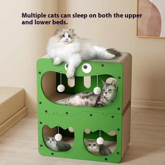 KFX-1136445 Double Layer Cat Scratching Board with Owl and Cat Head Design