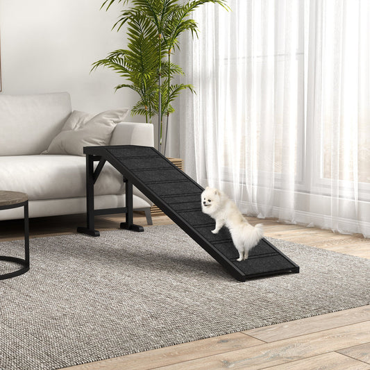 KFX-1147581 Non-Slip Carpet Pet Ramp with Platform for Dogs and Cats, Black 74" x 16" x 25"