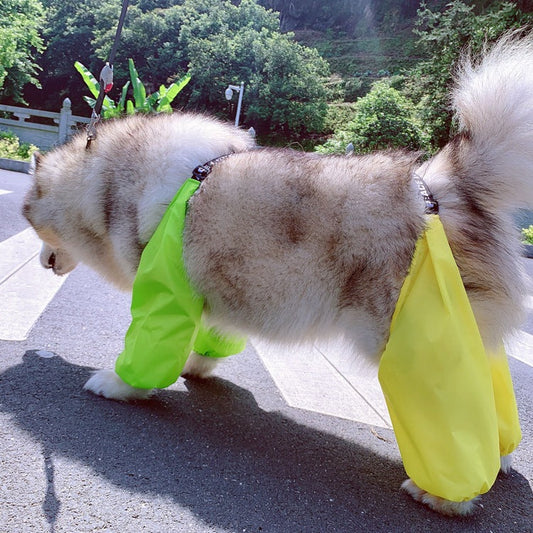 KFX-1149501 Adjustable Cotton Raincoat for Dogs - Four-Legged Waterproof Design in Yellow Green, Sizes S to XL