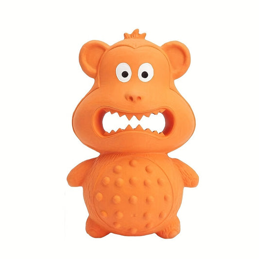 KFX-1155133 Durable Rubber Monkey Chew Toy for Medium and Large Dogs - Interactive Squeaky Toy for Teeth Cleaning