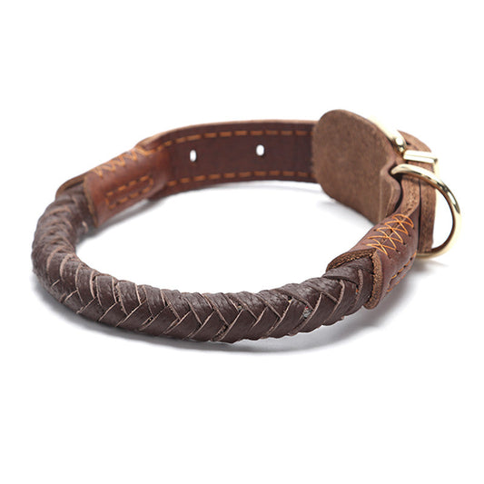 KFX-1159613 Adjustable Cowhide Dog Collar for Medium to Large Dogs - Sizes S to XL, Multiple Color Options Available