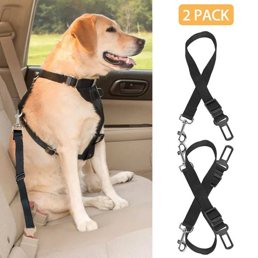 KFX-1166013 Adjustable Pet Dog Seat Belt Leash Safety Harness - 2 Pack for Cars, Fits Small to Large Dogs and Cats