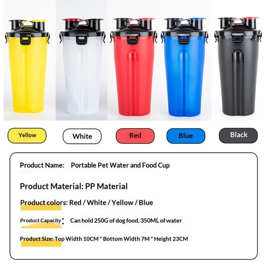 KFX-1172925 Portable Foldable Pet Dog Water Cup with Food Bowl - Multiple Color Options Available
