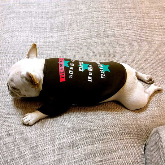 KFX-1177277 Cozy Cotton Dog Sweater with Velvet Print in Coffee for Small Breeds