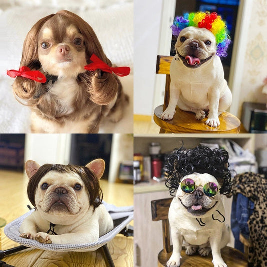 KFX-1186493 Pet Wig Sheath for Parties - Various Colors and Styles, Fits Head Circumference 30-60cm