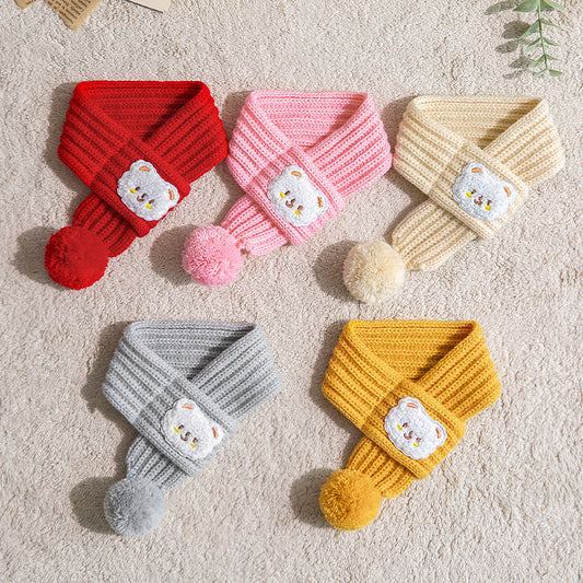 KFX-1188029 Personalized Knitted Winter Scarf for Cats - Cartoon Pattern in Multiple Colors
