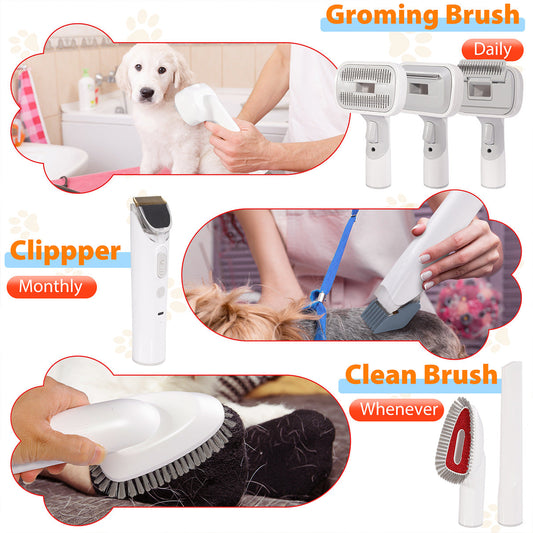 KFX-1191997 All-in-One Pet Hair Care Suction and Scissors Machine with Accessories