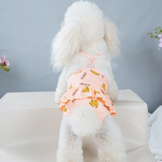 KFX-1200573 Washable Female Dog Menstrual Safety Pants - Anti-Harassment Design in Blue and Yellow, Sizes S, M, L, XL