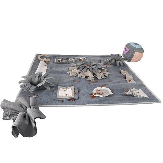 KFX-1223997 Interactive Dog Sniffing Mat in Gray - Soft Polar Flannel, 70x70CM, Perfect for Engaging Play
