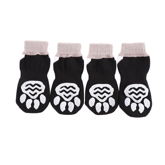 KFX-1247037 Breathable Cotton and Spandex Pet Indoor Socks with Anti-Slip and Scratch Protection