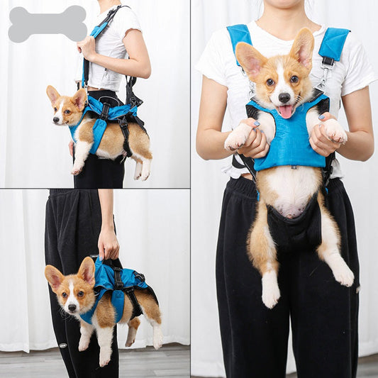 KFX-1255229 3-in-1 Multifunctional Pet Backpack and Chest Cover - Comfortable, Breathable Polyester - Blue and Grey Options - Sizes S & M Available