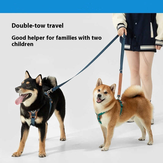 KFX-1263165 Multifunctional Double Pull Dog Leash and Chest Strap Set - Nylon and PVC Leather, 0-40kg Pets