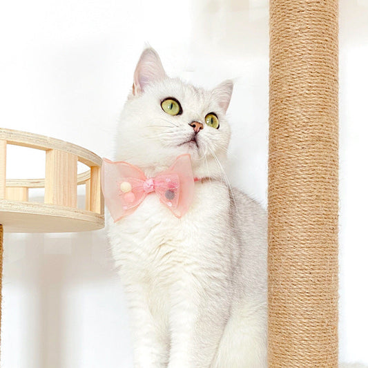 KFX-1263677 Flower Bow Pearl Flower Adjustable Cat Dog Bow Tie Collar with Safety Buckle