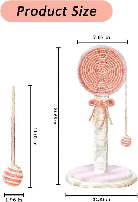 KFX-1274685 Cat Scratching Post with Sturdy Base and Hanging Ball for Indoor Cats - Durable Sisal Rope Design