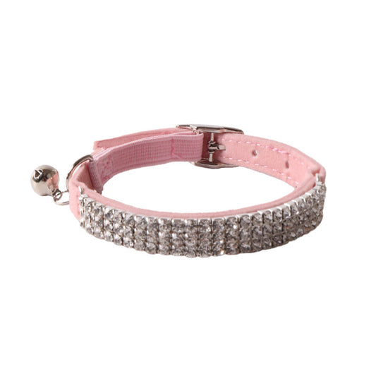 KFX-1275197 Pet Color Flannel Elastic Buckle Cat Collar - Pink, Black, Red, Blue, Purple, Dark Brown