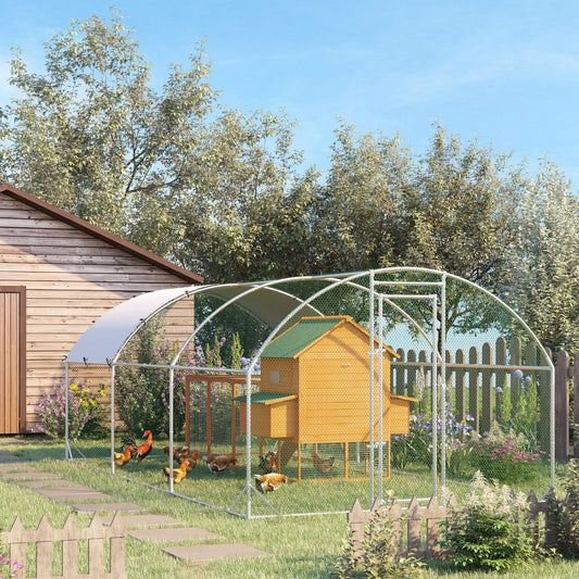KFX-1276861 Spacious Metal Chicken Coop with Waterproof UV Cover, Dome-Shaped Walk-in Cage for Outdoor Use