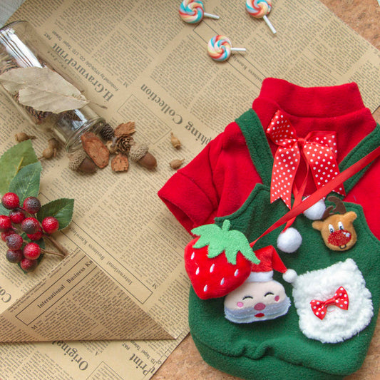 KFX-1278269 Christmas Plus Velvet Sweater for Small and Medium Dogs - Red and Green Options Available