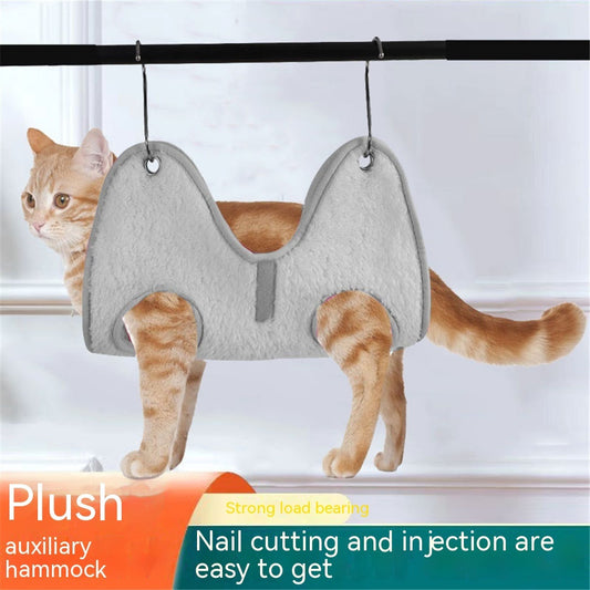 KFX-1281341 Cozy Flannel Cat Beauty Hammock in Gray and Pink, Load Capacity 12kg