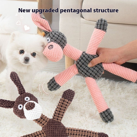KFX-1289533 Plush Bite-Resistant Molar Toy for Pets - Pink Donkey & Coffee Dog Designs
