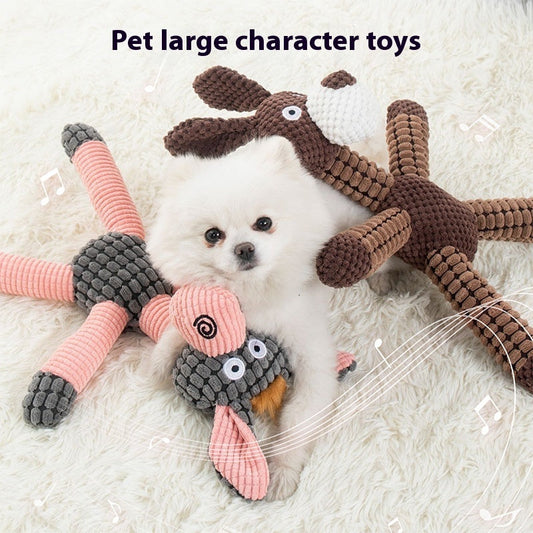 KFX-1289533 Plush Bite-Resistant Molar Toy for Pets - Pink Donkey & Coffee Dog Designs
