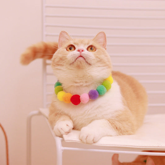 KFX-1302205 Colorful Hair Ball Collar for Cats and Dogs - XS to L
