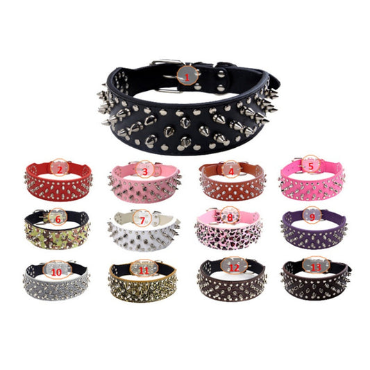 KFX-1329213 Rivet Design PU Leather Dog Collar for Medium and Large Breeds in Various Colors