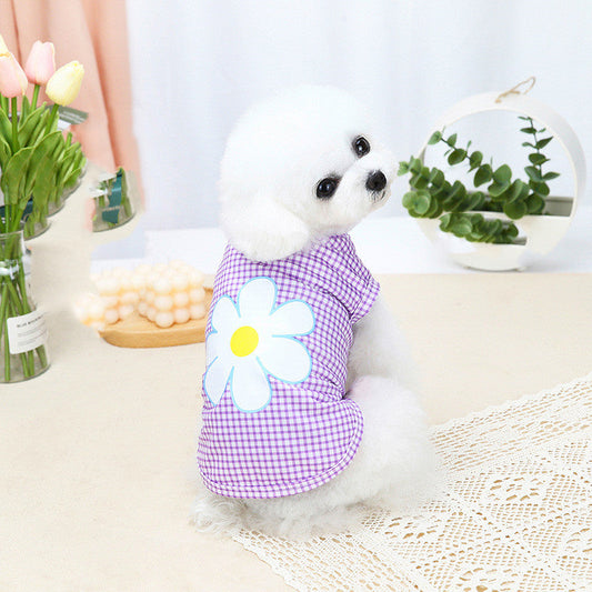 KFX-1339325 Five-Color Flower Vest Costume for Puppies - Cute Polyester Outfit in Multiple Sizes