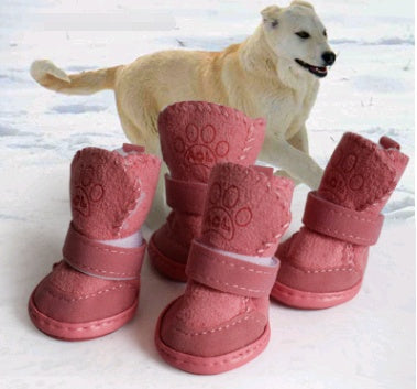 KFX-1345341 Lambskin Winter Pet Boots Set for Dogs - Warm and Stylish, 4 Pieces