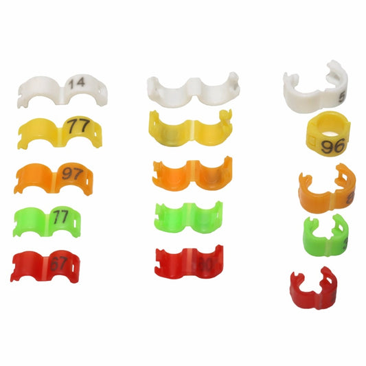 KFX-1350333 Bird Foot Clip Rings - Plastic Split Rings in Multiple Sizes and Colors, 100 Pieces per Pack