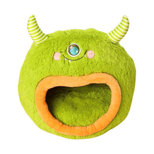 KFX-1364029 Cozy Fully Enclosed Cartoon Monster Pet Bed for Dogs and Cats - Soft and Warm for All Seasons