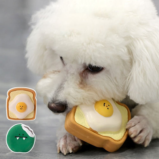 KFX-1367229 Colorful Cartoon Latex Squeeze Toy Egg-Shaped Chew Toy for Dogs and Puppies