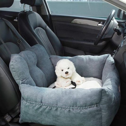 KFX-1367613 Safety Pet Car Mat in Khaki and Dark Gray - Soft Cloth for Dog Comfort
