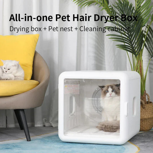 KFX-137875 Silent Eco-Friendly Pet Dryer Box for Small Animals - Rechargeable ABS+PE Material