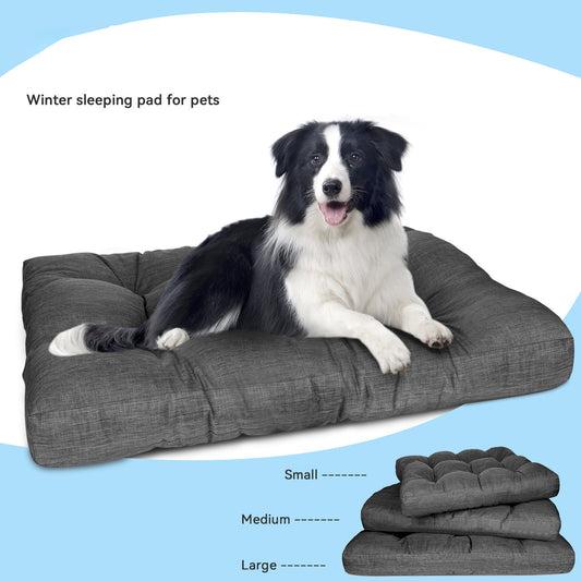 KFX-1394621 Thick and Warm Kennel Bed for Large Dogs - Winter-Ready Pet Nest in Gray, 98x77x12cm