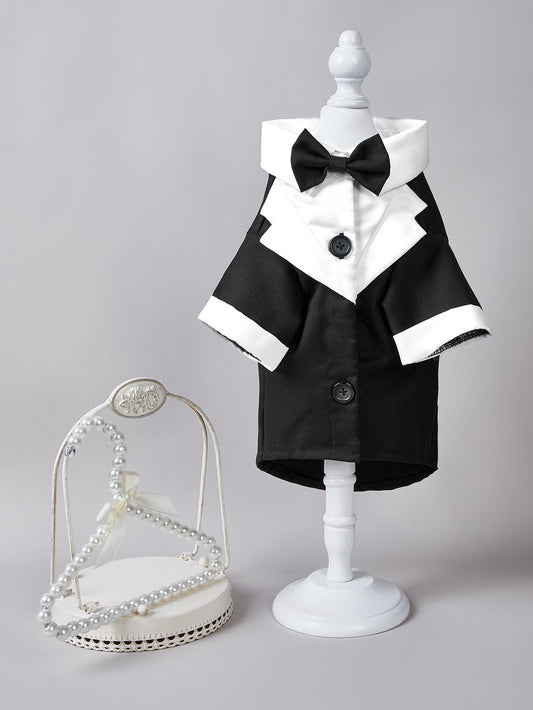 KFX-1414589 Gentleman Four-Legged Suit Wedding Dress for Pets - Black, Gray, Dark Blue, Sizes XS-XL
