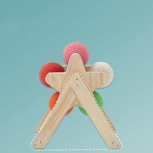 KFX-1437245 Solid Wood Sisal Cat Grab Ball Toy for Interactive Play