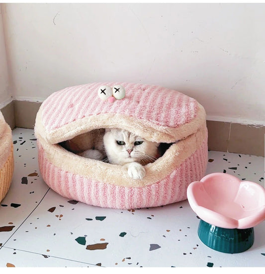 KFX-1441085 Cozy Cat Nest with Removable Lid - Winter-Ready & Washable Pet House, 45cm Diameter, Suitable for Cats up to 7.5kg