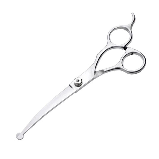 KFX-1448381 Stainless Steel Pet Scissors Set with Round Head Design, Comb, Cleaning Cloth, and Storage Bag