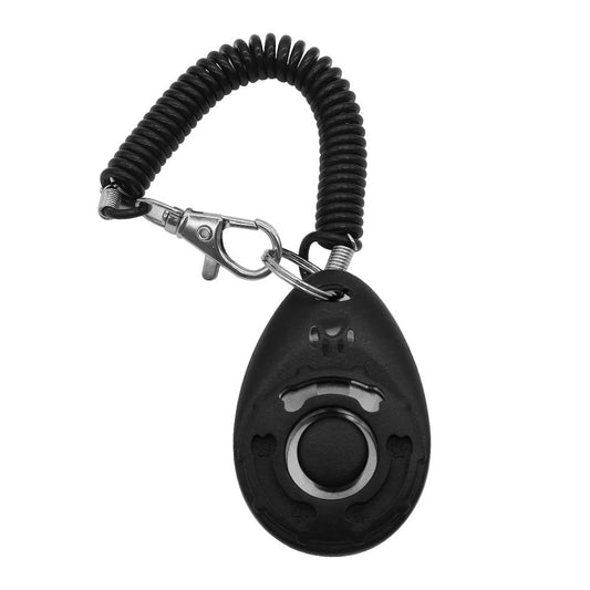 KFX-1459133 Drop-Shaped Clicker Training Tool for Pets - Sounding Toy with Keyring and Spring Cord in Various Colors