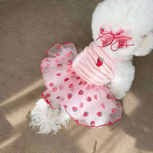 KFX-1468221 Cute Mesh Strawberry Strap Dress for Dogs - Multiple Colors Available