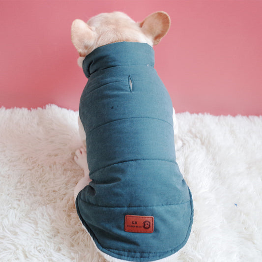KFX-1474237 Warm Thickened Cotton Vest for Dogs in Dark Green, Navy Blue, Gray – Perfect Winter Wear