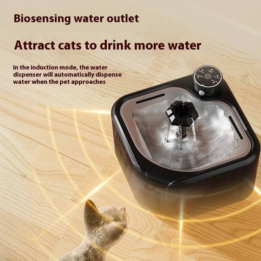 KFX-1481405 Wireless Induction Stainless Steel Automatic Pet Water Dispenser for Dogs and Cats
